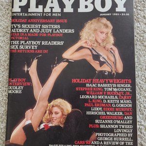 Playboy January 1983 Landers sisters, Holiday Issue Dudley Moore.